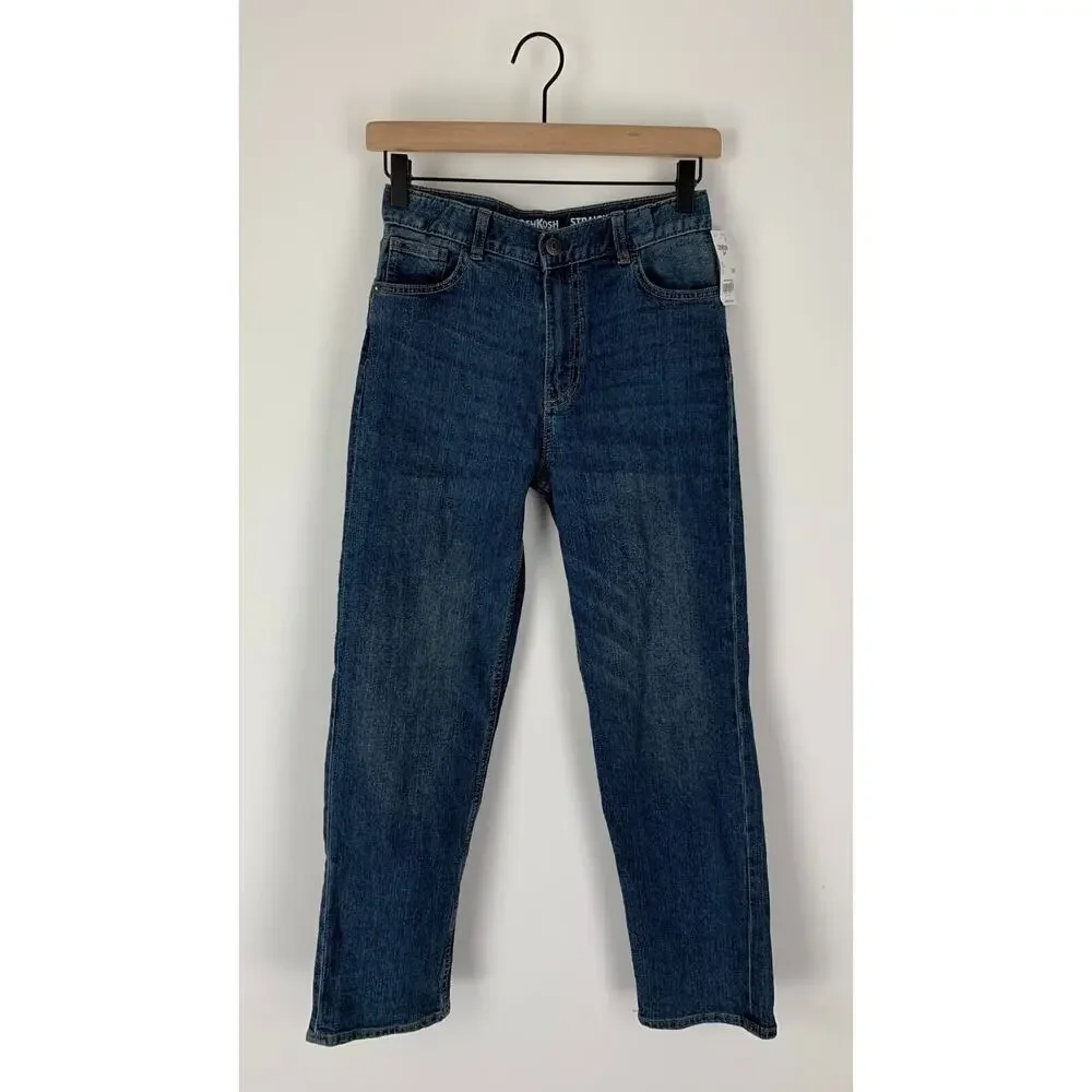 OshKosh B'gosh Boys Blue Straight Leg Denim Jeans 5-Pocket Design Size 14R NWT